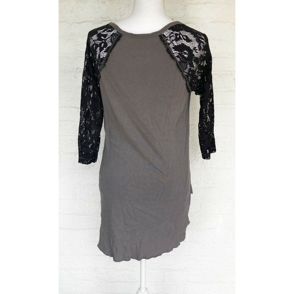 Free People We The Free Raglan Baseball Shirt Folk Metal Lace Sleeves Size Small - Picture 3 of 7